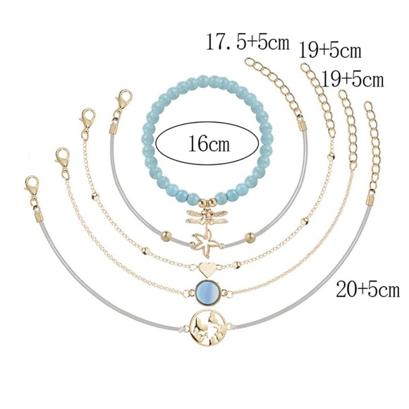 *DARCIE* 5-Pc Blue Dragonfly Fashion Bracelet Set - Picture 8 of 8